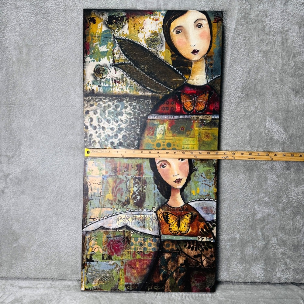 Kelly Rae Roberts Demdaco Mixed Media Faith Free Wall Art Set 2 Butterfly Angel - Picture 2 of 13